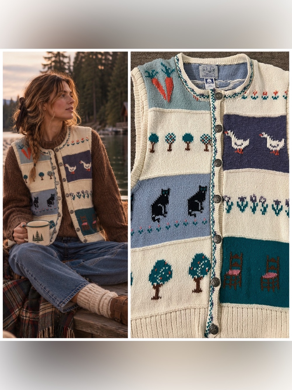 Blueberry Woolens 100% Cotton Novelty Vest - Picture 5 of 5